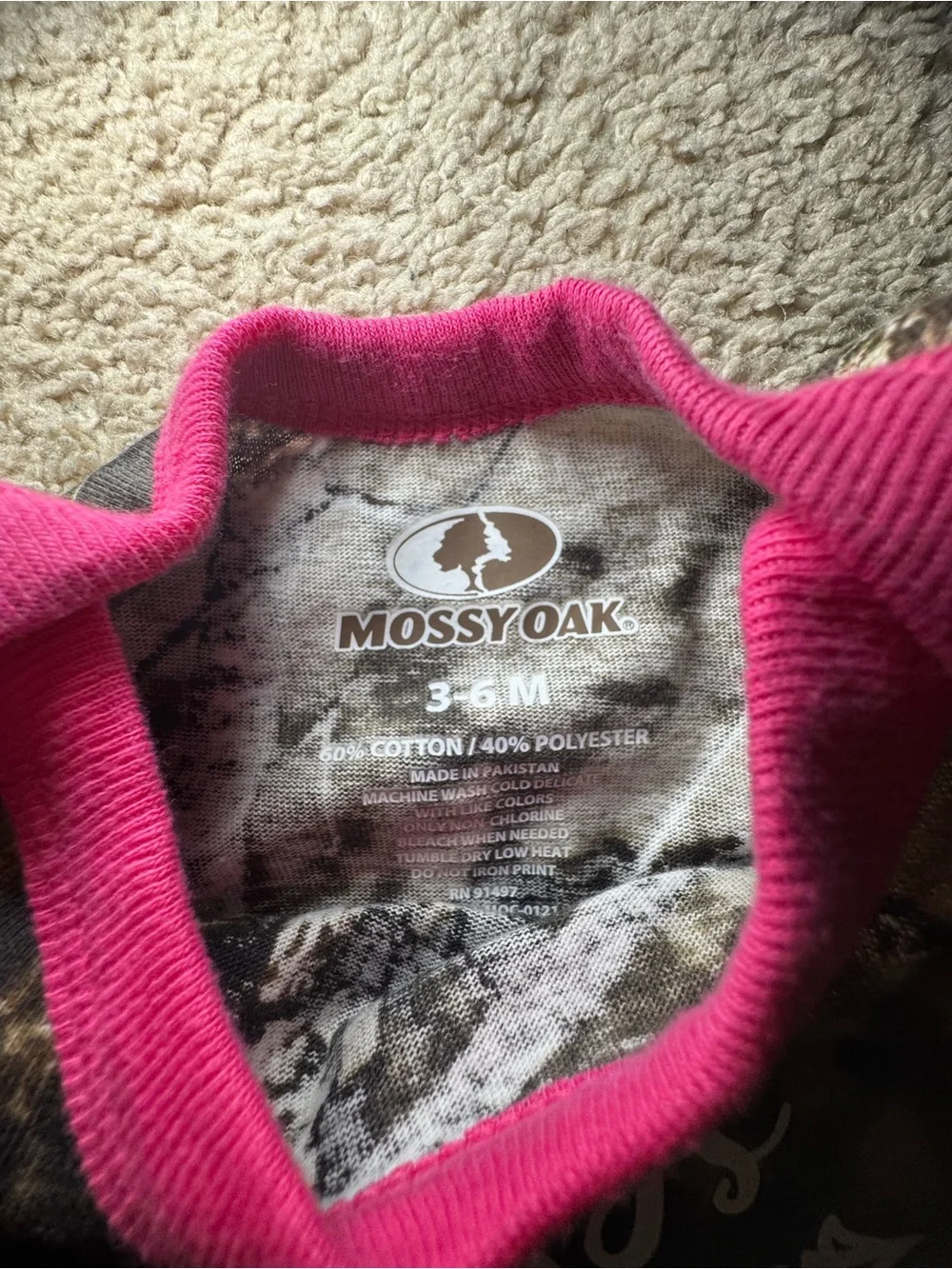 Mossy Oak Pink-Trim Camo One-Piece Bodysuit Baby Girl 